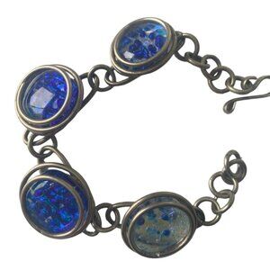Artisan Crafted  Silver Tone Metal and Glass Bracelet 90’s